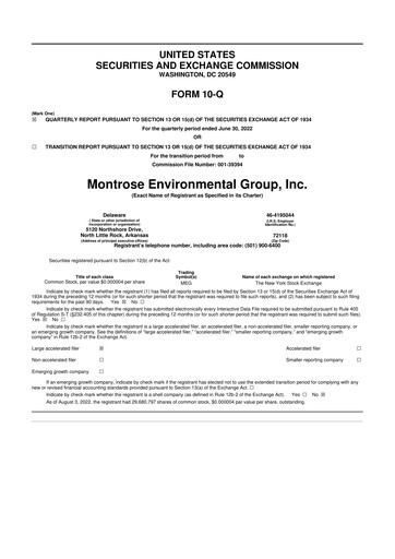 Miniature Montrose Environmental 10-Q Rapport trimestriel 2022 