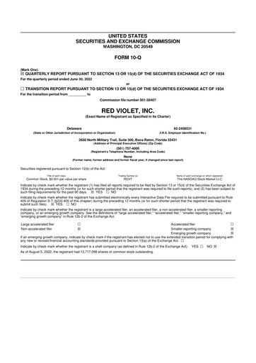 Thumbnail Red Violet 10-Q Quarterly Report FY2022 