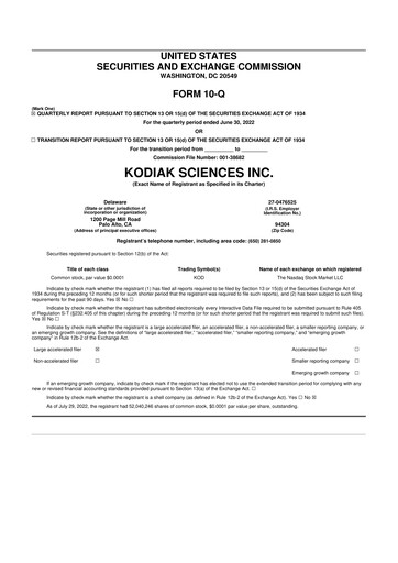 Thumbnail Kodiak Sciences
 10-Q Quarterly Report FY2022 