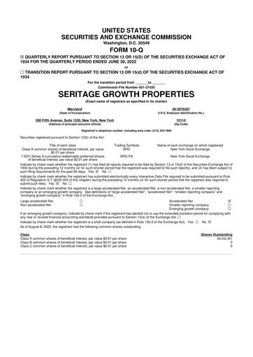 Thumbnail Seritage Growth Properties
 10-Q Quarterly Report FY2022 
