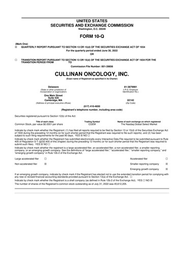 Thumbnail Cullinan Therapeutics 10-Q Quarterly Report FY2022 