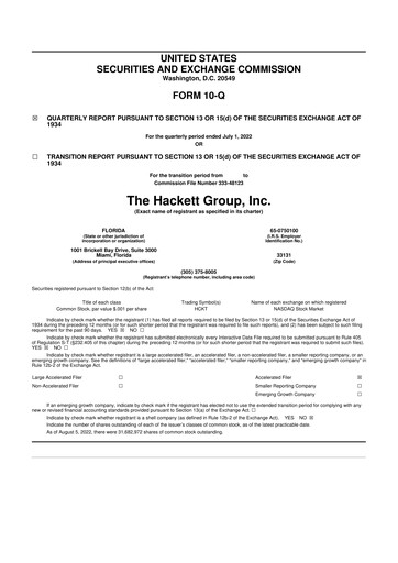 Vorschaubild The Hackett Group

 10-Q Quartalsbericht 2022 