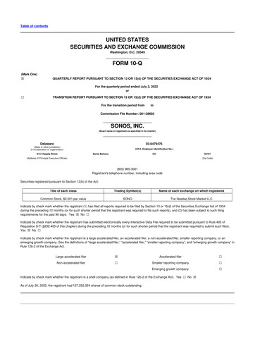 Vorschaubild Sonos
 10-Q Quartalsbericht 2022 