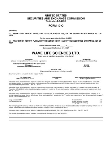 Thumbnail Wave Life Sciences 10-Q Quarterly Report FY2022 