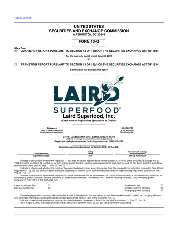 Thumbnail Laird Superfood 10-Q Quarterly Report FY2022 