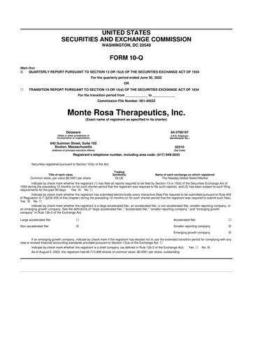 Thumbnail Monte Rosa Therapeutics 10-Q Quarterly Report FY2022 