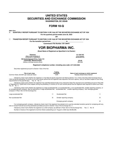 Thumbnail Vor Biopharma 10-Q Quarterly Report FY2022 
