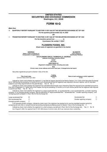 Miniature Flowers Foods
 10-Q Rapport trimestriel 2022 