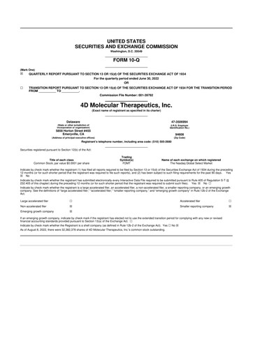 Thumbnail 4D Molecular Therapeutics 10-Q Quarterly Report FY2022 
