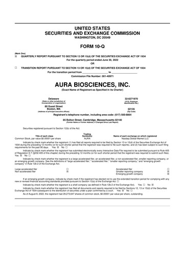 Thumbnail Aura Biosciences 10-Q Quarterly Report FY2022 