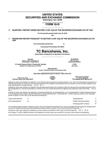 Vorschaubild TC Bancshares 10-Q Quartalsbericht 2022 