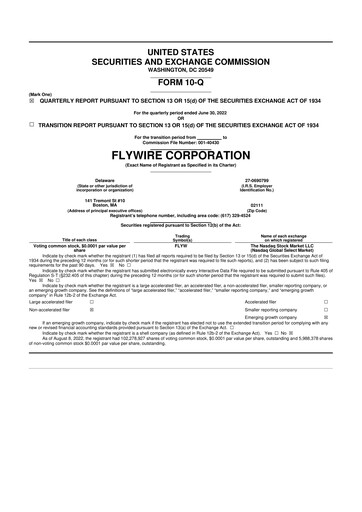Vorschaubild Flywire 10-Q Quartalsbericht 2022 