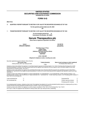 Thumbnail Iterum Therapeutics 10-Q Quarterly Report FY2022 