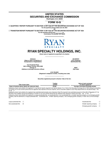 Thumbnail Ryan Specialty 10-Q Quarterly Report FY2022 