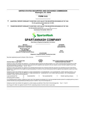 Thumbnail SpartanNash
 10-Q Quarterly Report FY2022 