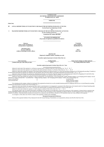 Thumbnail Synaptics 10-K Annual Report 2022