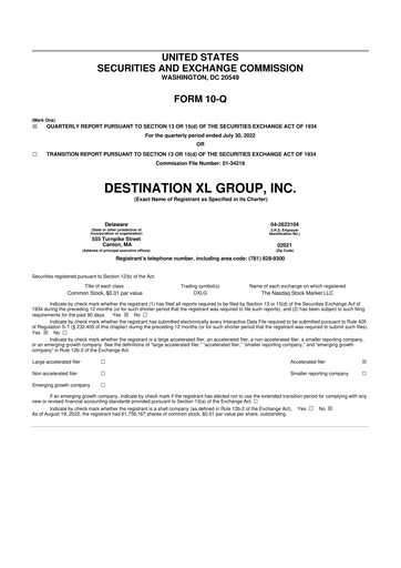 Vorschaubild Destination XL 10-Q Quartalsbericht 2022 