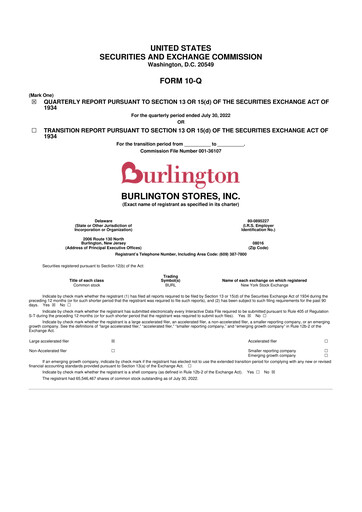 Thumbnail Burlington Stores 10-Q Quarterly Report FY2022 