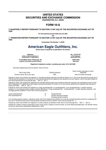 Thumbnail American Eagle Outfitters
 10-Q Quarterly Report FY2022 