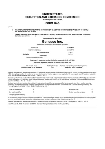 Thumbnail Genesco
 10-Q Quarterly Report FY2023 