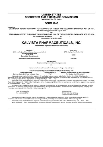 Thumbnail KalVista Pharmaceuticals 10-Q Quarterly Report FY2023 