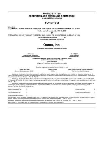 Miniature Ooma 10-Q Rapport trimestriel 2022 