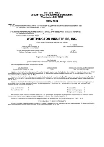 Thumbnail Worthington Enterprises 10-Q Quarterly Report FY2022 