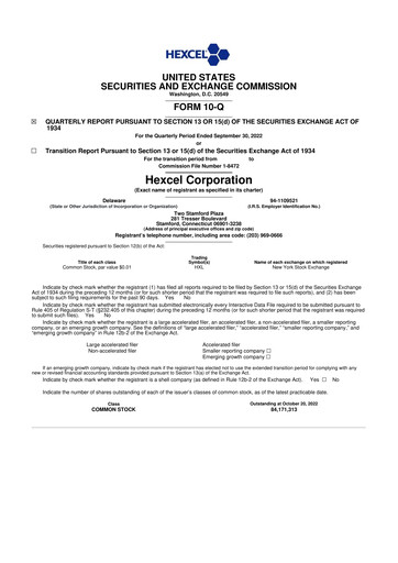 Thumbnail Hexcel
 10-Q Quarterly Report FY2022 