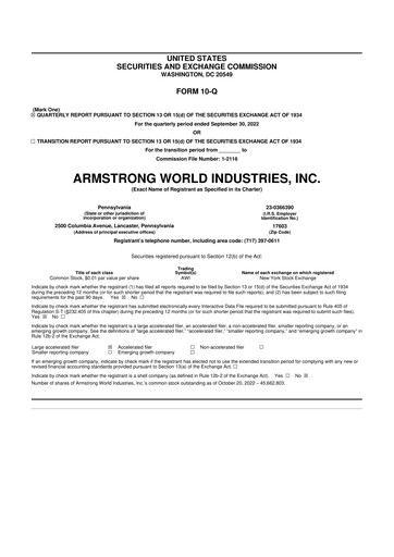 Vorschaubild Armstrong World Industries
 10-Q Quartalsbericht 2022 