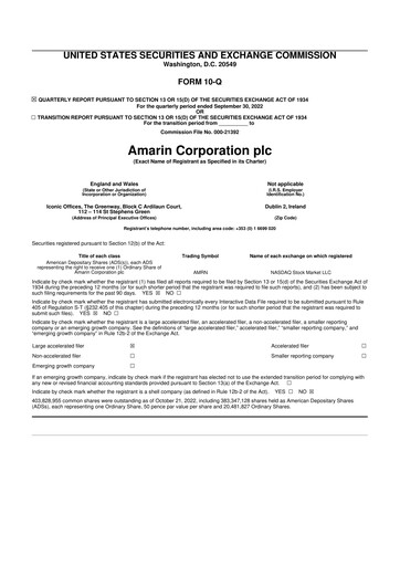 Thumbnail Amarin Corporation
 10-Q Quarterly Report FY2022 