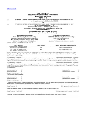 Thumbnail Equity Residential
 10-Q Quarterly Report FY 