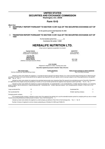 Thumbnail Herbalife 10-Q Quarterly Report FY2022 