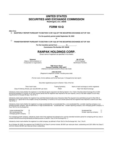 Thumbnail Ranpak 10-Q Quarterly Report FY2022 