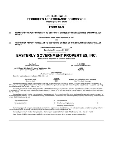Thumbnail Easterly Government Properties 10-Q Quarterly Report FY2022 