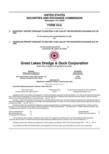 Thumbnail Great Lakes Dredge & Dock Corp. 10-Q Quarterly Report FY 
