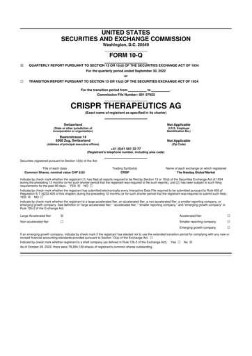 Thumbnail CRISPR Therapeutics 10-Q Quarterly Report FY2022 