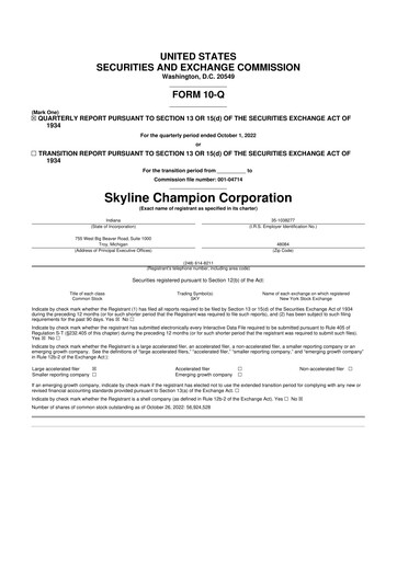 Miniature Champion Homes 10-Q Rapport trimestriel 2023 