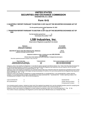 Thumbnail LSB Industries 10-Q Quarterly Report FY 
