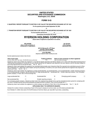 Miniature Ryerson 10-Q Rapport trimestriel 2022 