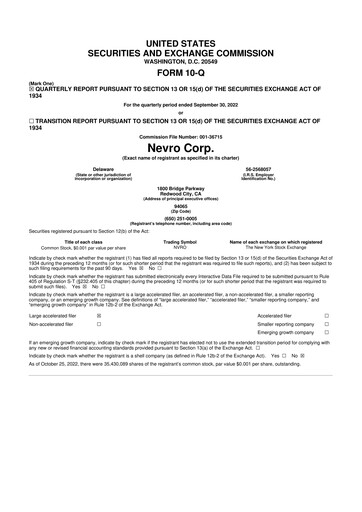 Thumbnail Nevro
 10-Q Quarterly Report FY2022 