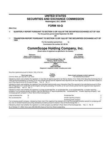 Miniature CommScope
 10-Q Rapport trimestriel 2022 