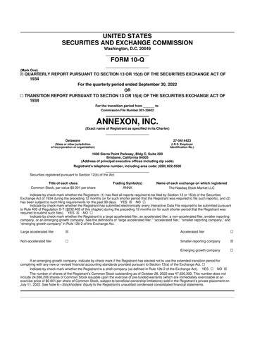 Thumbnail Annexon 10-Q Quarterly Report FY2022 