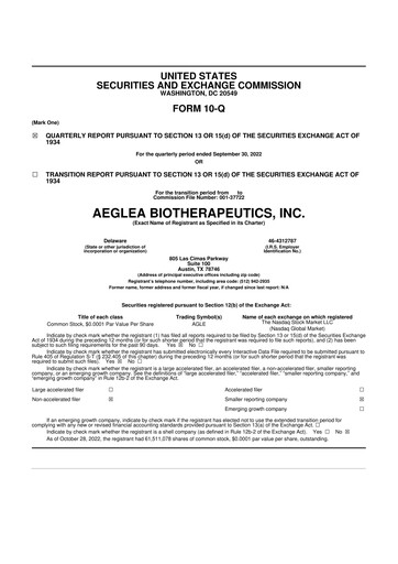 Miniature Spyre Therapeutics 10-Q Rapport trimestriel 2022 