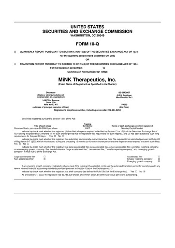 Thumbnail MiNK Therapeutics 10-Q Quarterly Report FY2022 