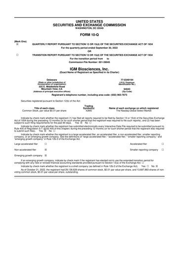 Thumbnail IGM Biosciences 10-Q Quarterly Report FY2022 