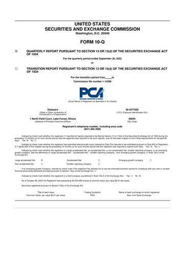 Vorschaubild Packaging Corporation of America
 10-Q Quartalsbericht 2022 