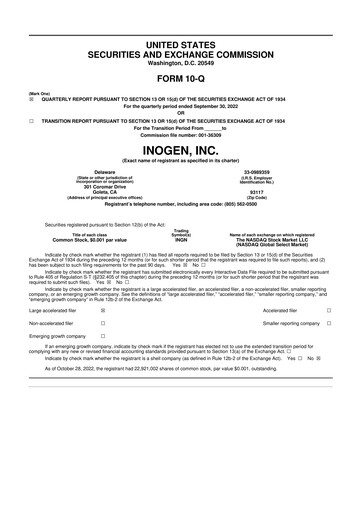 Thumbnail Inogen 10-Q Quarterly Report FY2022 