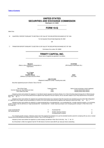 Thumbnail Trinity Capital 10-Q Quarterly Report FY2022 