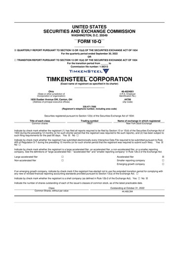 Thumbnail Metallus 10-Q Quarterly Report FY2022 