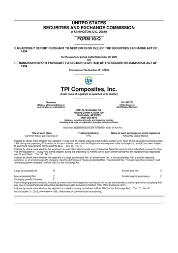 Miniature TPI Composites 10-Q Rapport trimestriel 2022 